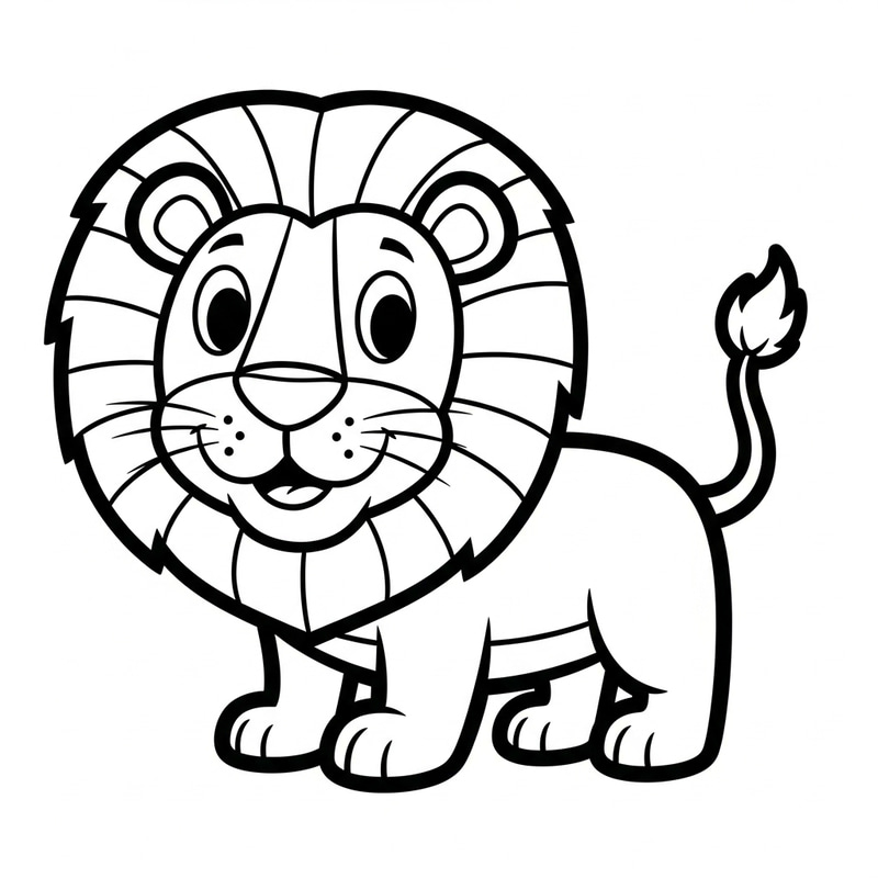 Classic Playful Lion Coloring Page for Kids 3 Years Old Classic Playful Lion Coloring Page for Kids 3 Years Old