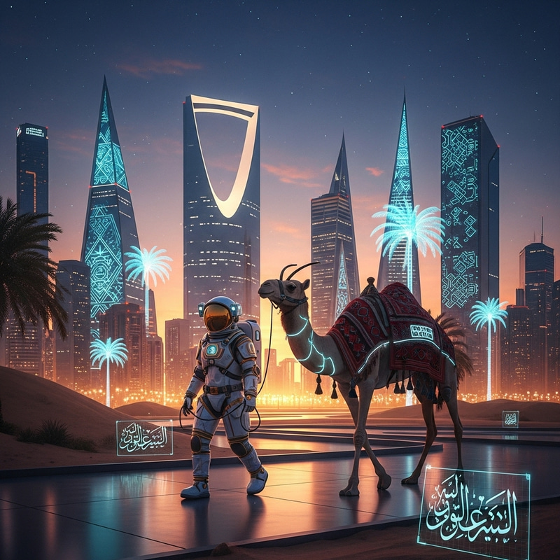Space Gazelle Leading Camel in Riyadh Space Gazelle Leading Camel in Riyadh