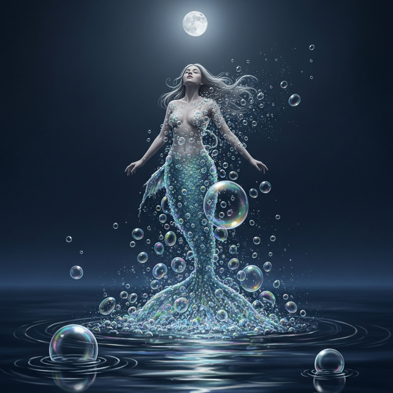 Mermaid Transforming into Foam - Underwater Fantasy Art Mermaid Transforming into Foam - Underwater Fantasy Art