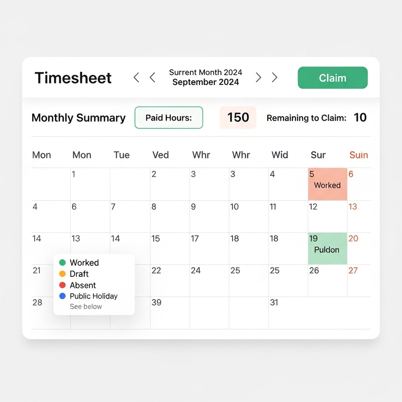 Design Mobile Layout for Timesheet Claim Record with 4K Support