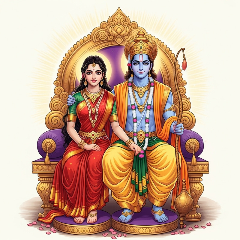 Intricately Drawn Artwork of Sita and Ram Intricately Drawn Artwork of Sita and Ram