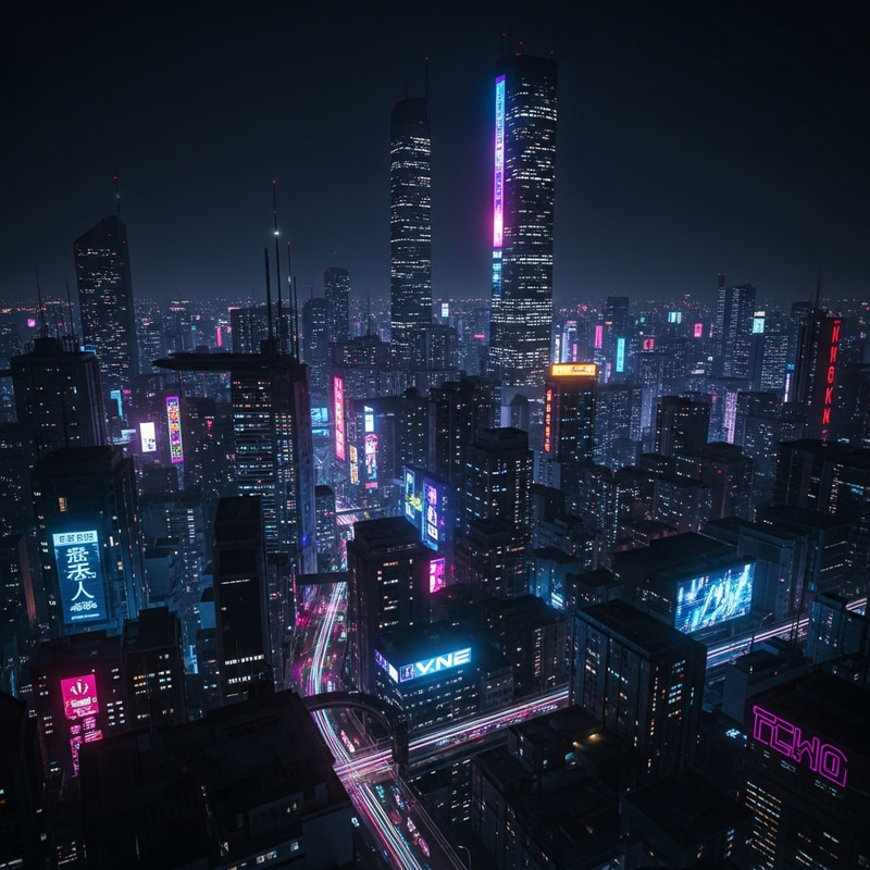 Futuristic Cyberpunk Cityscape with Vibrant Neon Lights Futuristic Cyberpunk Cityscape with Vibrant Neon Lights