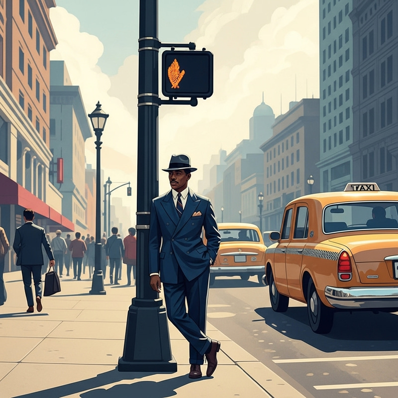 Sophisticated Gentleman in Blue Suit | Vintage City Scene 1930s