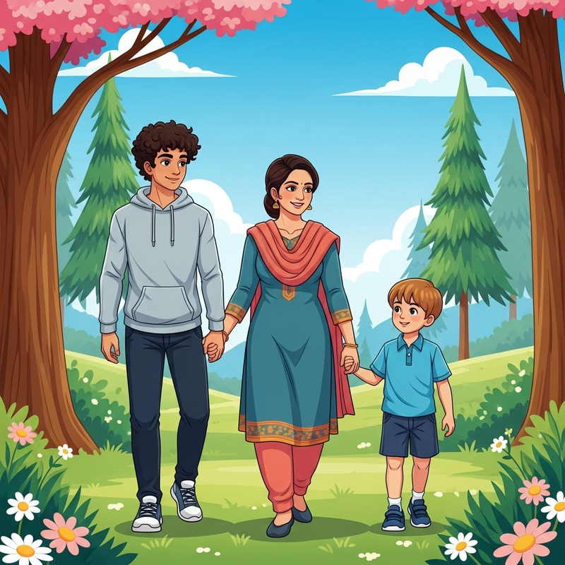 Lovely South Asian Mom Enjoying Time with Sons Lovely South Asian Mom Enjoying Time with Sons