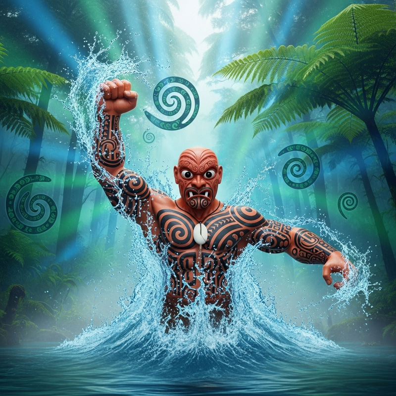 Dramatic Maori Water Guardian Emerges from Lake Dramatic Maori Water Guardian Emerges from Lake