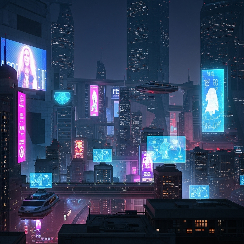 Vibrant Cyberpunk Cityscape: Futuristic Technology Marvels