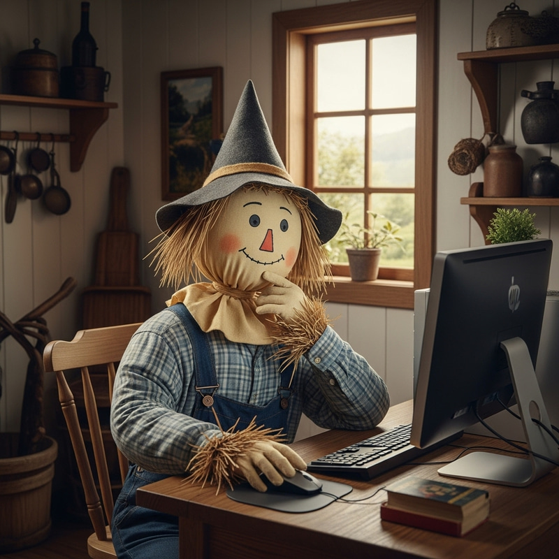 Scarecrow from the Wizard of Oz using a computer