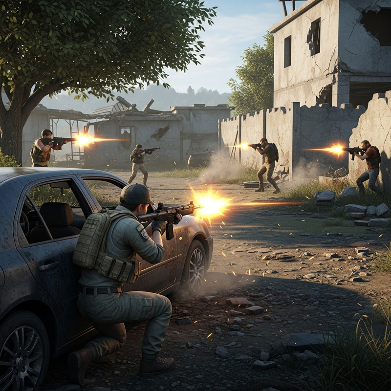 Epic Free Fire 1v4 Battle Royale Scene