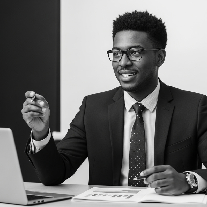 Confident Professional Presentation | Monochromatic Studio Portrait Confident Professional Presentation | Monochromatic Studio Portrait