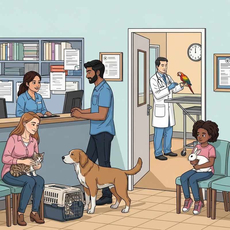 Diverse Vet Clinic Scenes | Caring Vets & Happy Pets