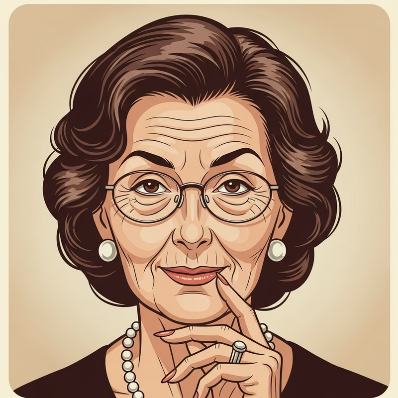 Vintage Ad of Distinguished 70-Year-Old Brunette with Wrinkly Eyes Vintage Ad of Distinguished 70-Year-Old Brunette with Wrinkly Eyes