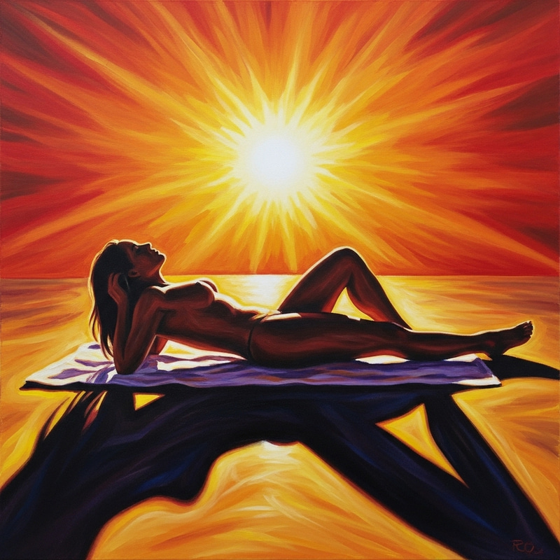 Abstract Nude Sunbathing Art | Vibrant Hues & Sensations Abstract Nude Sunbathing Art | Vibrant Hues & Sensations