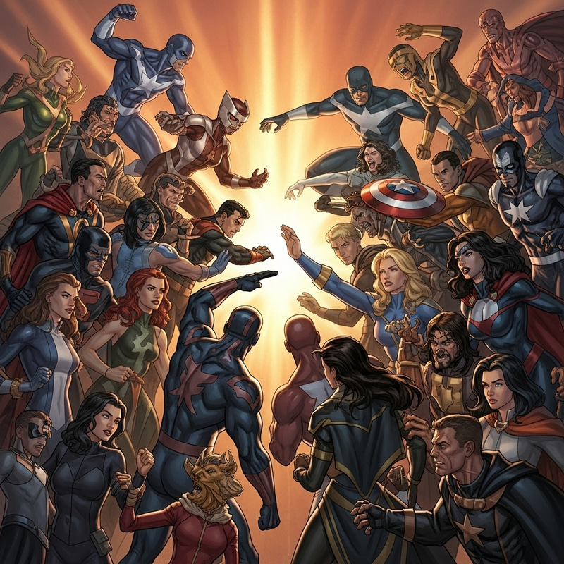 Vibrant Marvel Comic Book Battle - Superheroes vs Villains Showdown Vibrant Marvel Comic Book Battle - Superheroes vs Villains Showdown