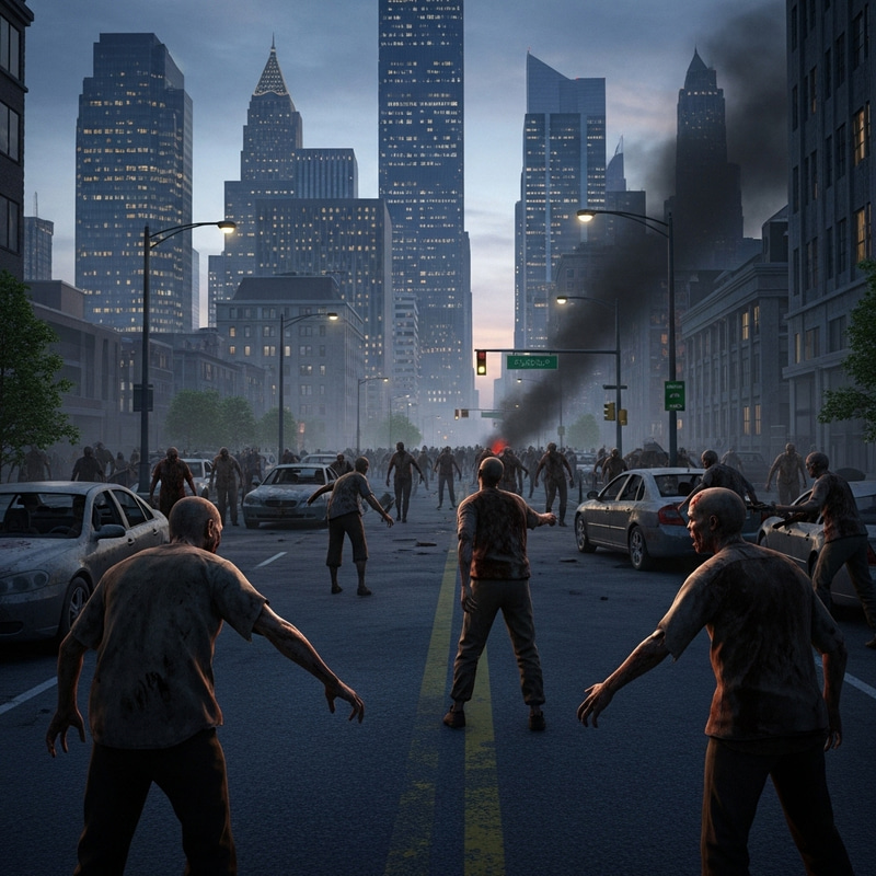 Zombies Attack City: Horrifying Scene of Chaos Zombies Attack City: Horrifying Scene of Chaos