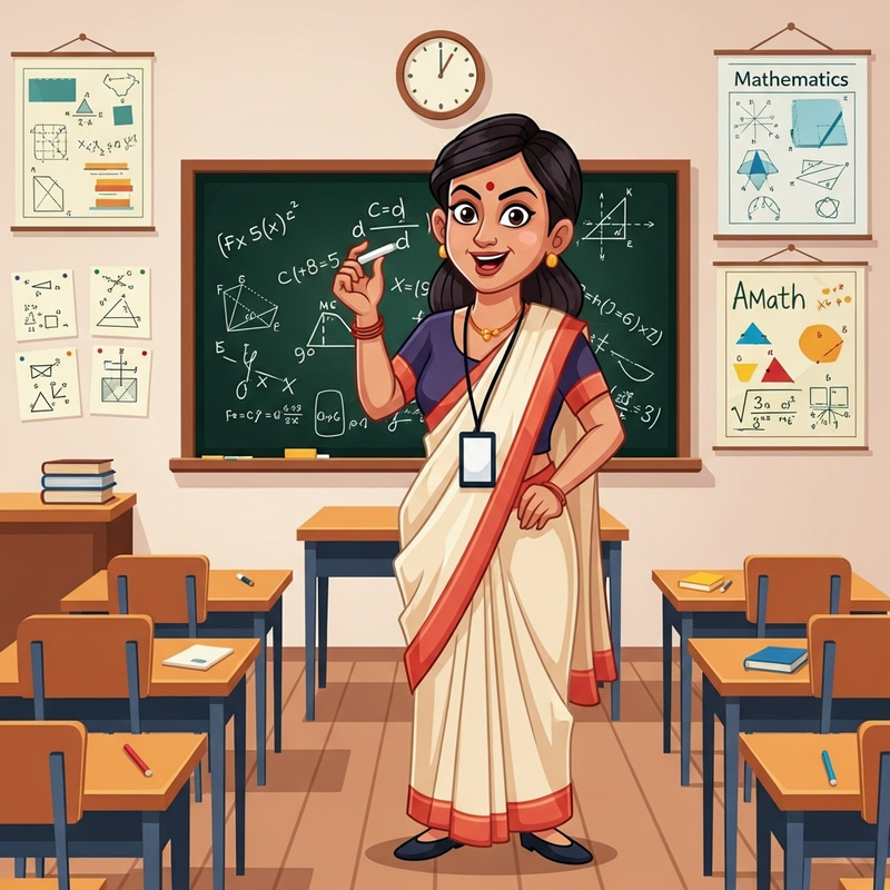 Dynamic Female Math Teacher Cartoon | Engaging Classroom Setting Dynamic Female Math Teacher Cartoon | Engaging Classroom Setting