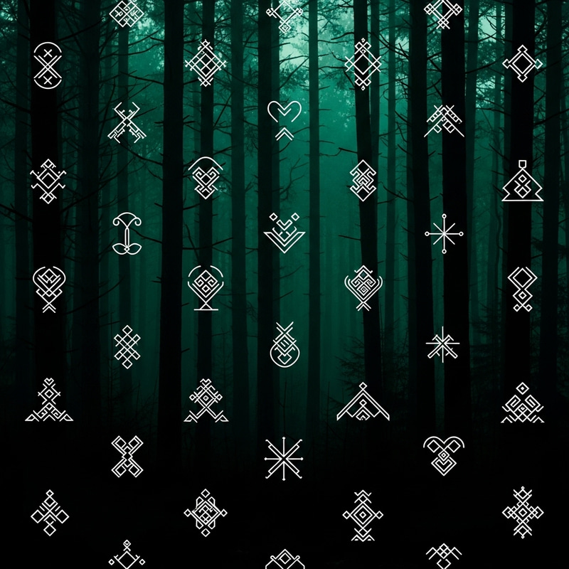 Dark Fantasy Forest Wallpaper: Slavic Artistry & Symbols