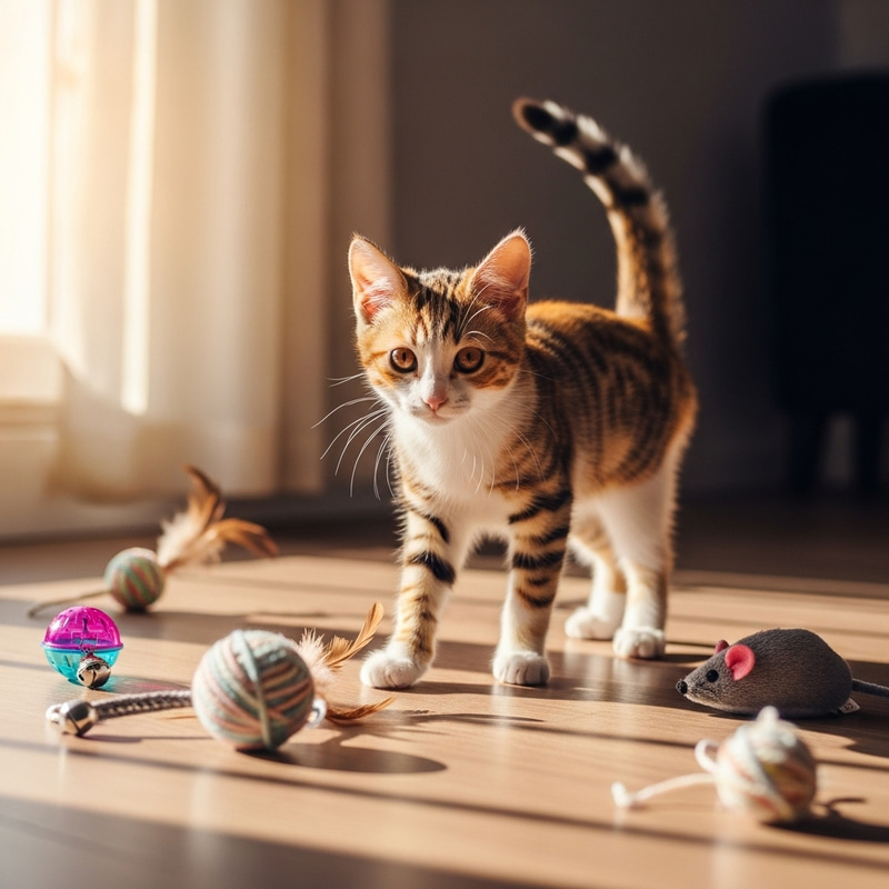 Striped Cat Playing - Camouflage Fur Pattern