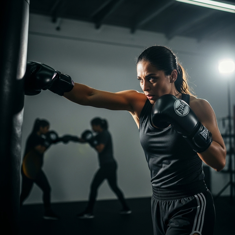 Dynamic Hispanic Female Boxer Wallpaper | Boxing Background