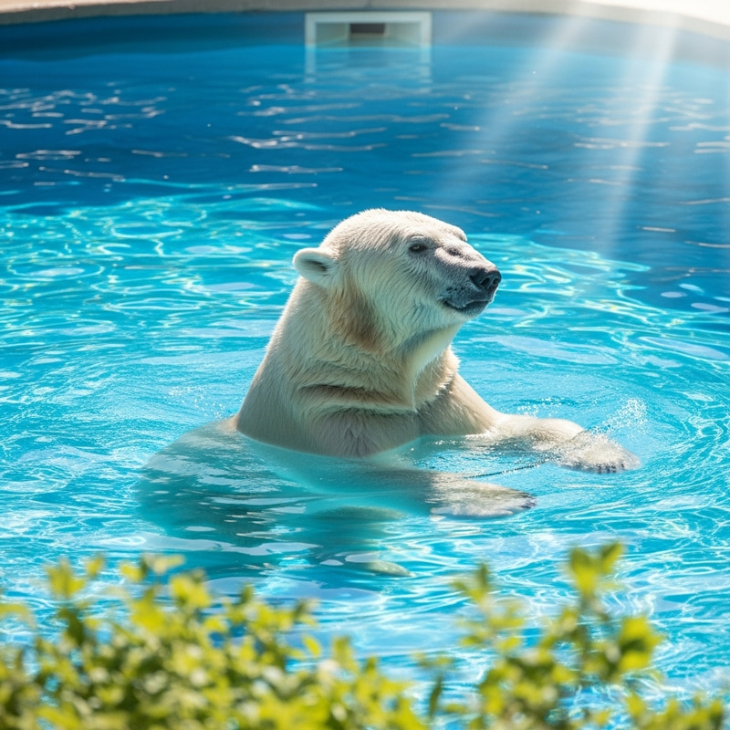 Playful Polar Bear Enjoying Sunny Pool Playful Polar Bear Enjoying Sunny Pool