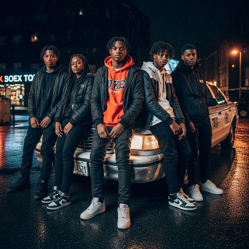 Urban Resilience: African American Teenagers in Streetwear by Vintage Taxi