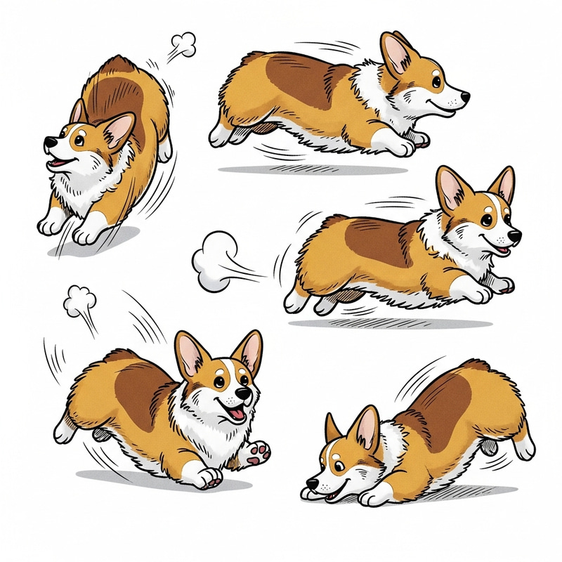 Cute Corgi Comic Art - Playful Design Cute Corgi Comic Art - Playful Design