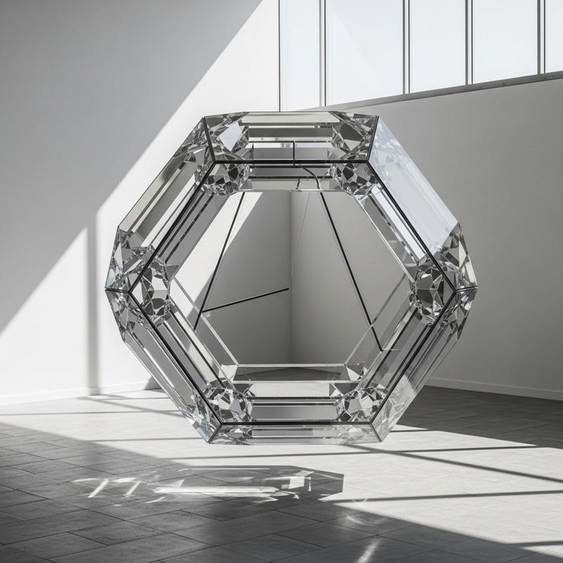 Futuristic Glass Icosahedron Installation | Geometric Art Futuristic Glass Icosahedron Installation | Geometric Art