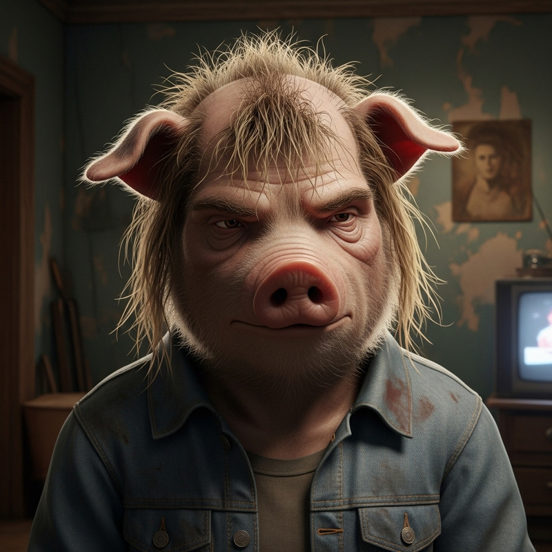 Humanoid Pig with Terrible Hair - Surreal Creatures Humanoid Pig with Terrible Hair - Surreal Creatures