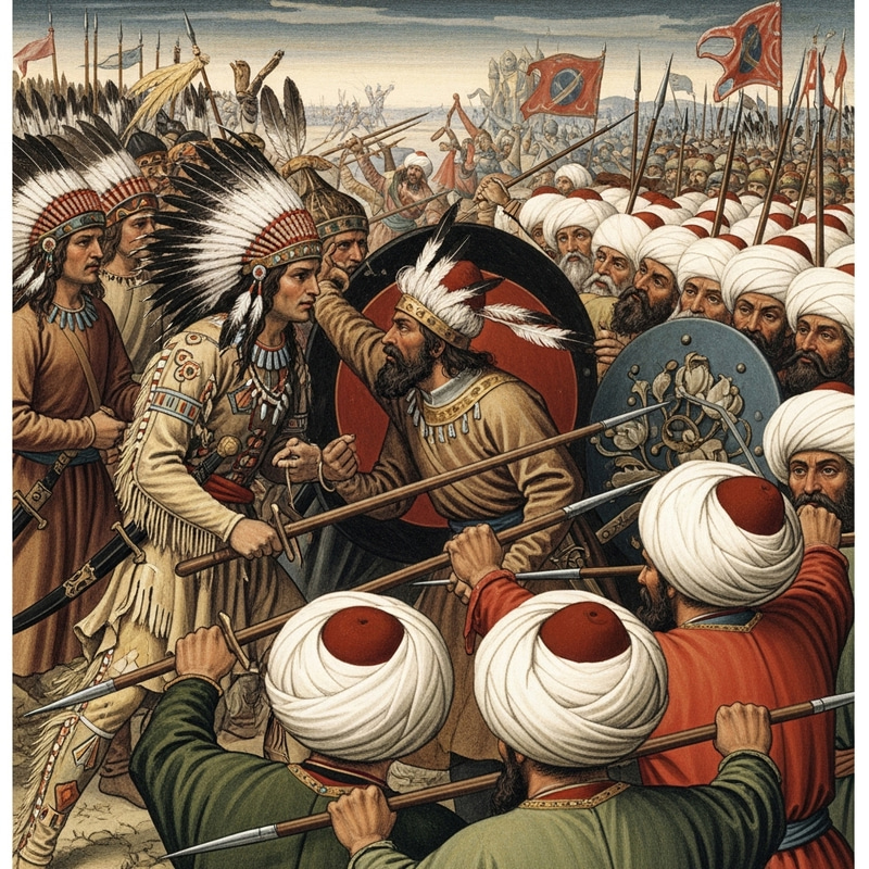 15th Century Seminole vs Ottoman Army Battle Painting 15th Century Seminole vs Ottoman Army Battle Painting