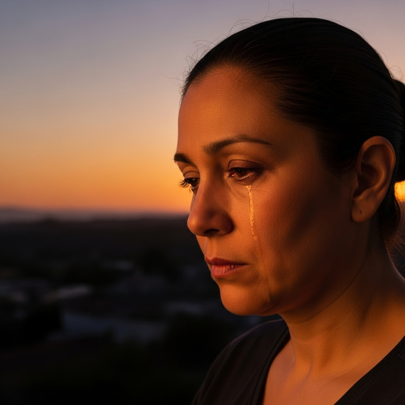Bittersweet Emotion of a Latina at Dusk
