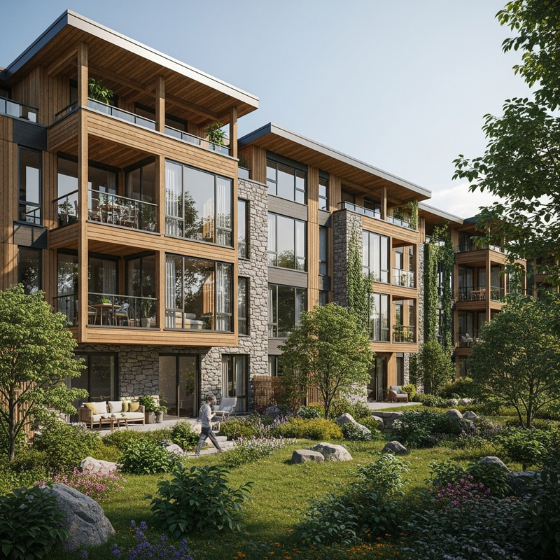 Sustainable Oasis: Modern Residential Building in Verdant Landscape