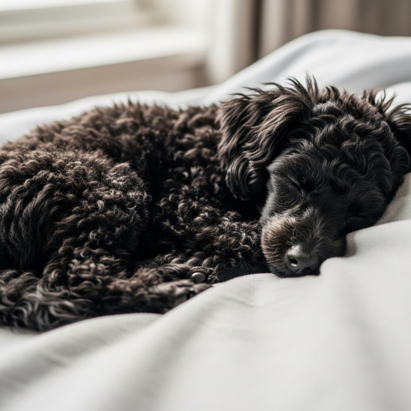 Sleeping Black Toy Poodle - Serene Image Sleeping Black Toy Poodle - Serene Image