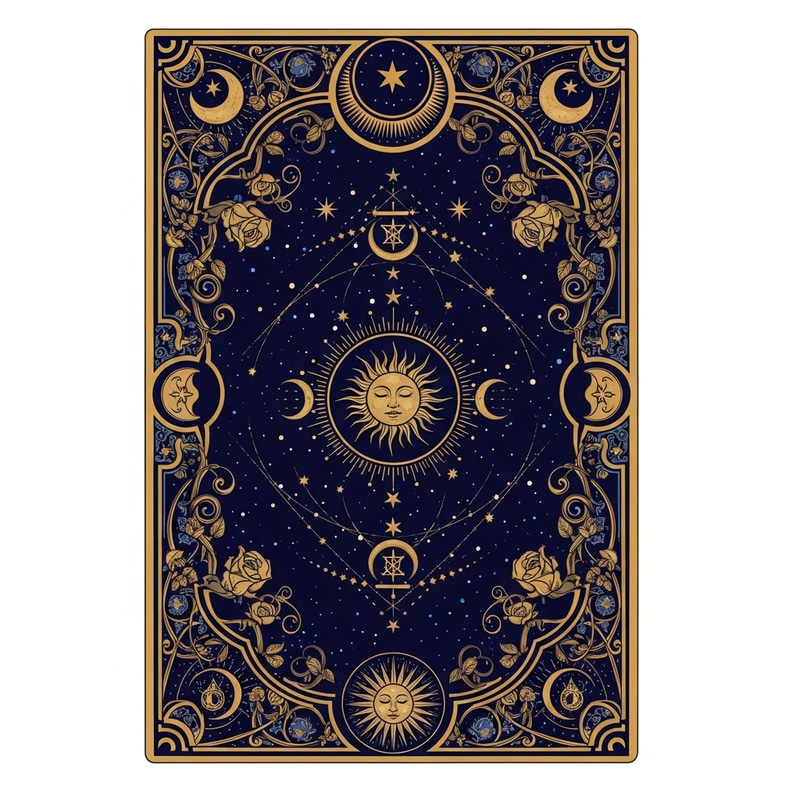 Mystic Tarot Card Frame Design | Celestial Motifs & Floral Elements Mystic Tarot Card Frame Design | Celestial Motifs & Floral Elements