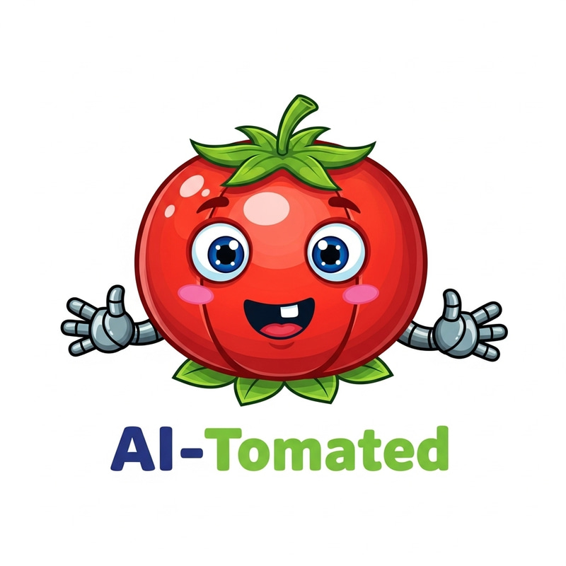 AI-Tomated Logo: Cheerful Tomato Robot Design for Your Company
