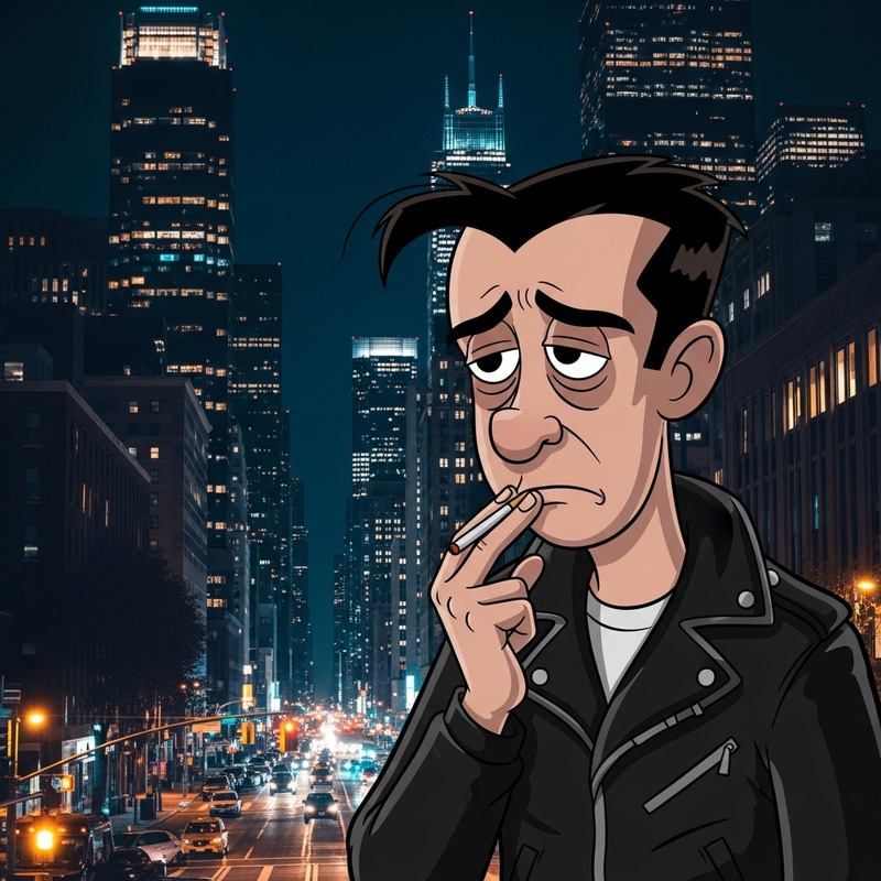 Sad Minion in Leather Jacket - Night City Vibes Sad Minion in Leather Jacket - Night City Vibes