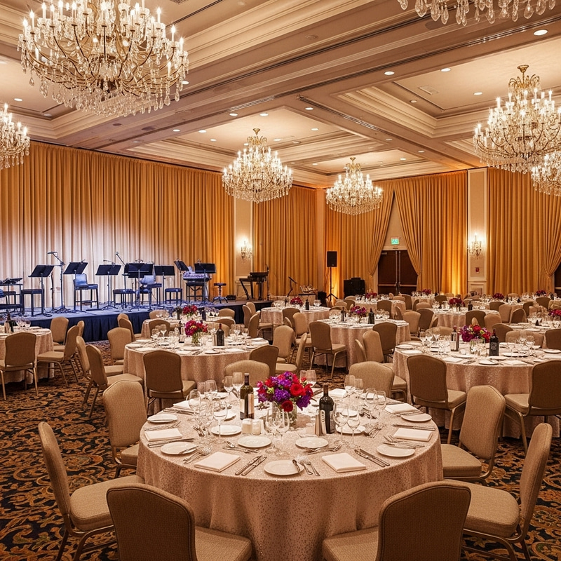 Exquisite Corporate Dinner Decorations in Grand Banquet Hall Exquisite Corporate Dinner Decorations in Grand Banquet Hall