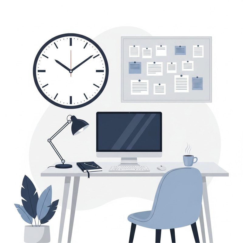 Time Management in Minimalist Style: Streamlined Clock & Desk Time Management in Minimalist Style: Streamlined Clock & Desk