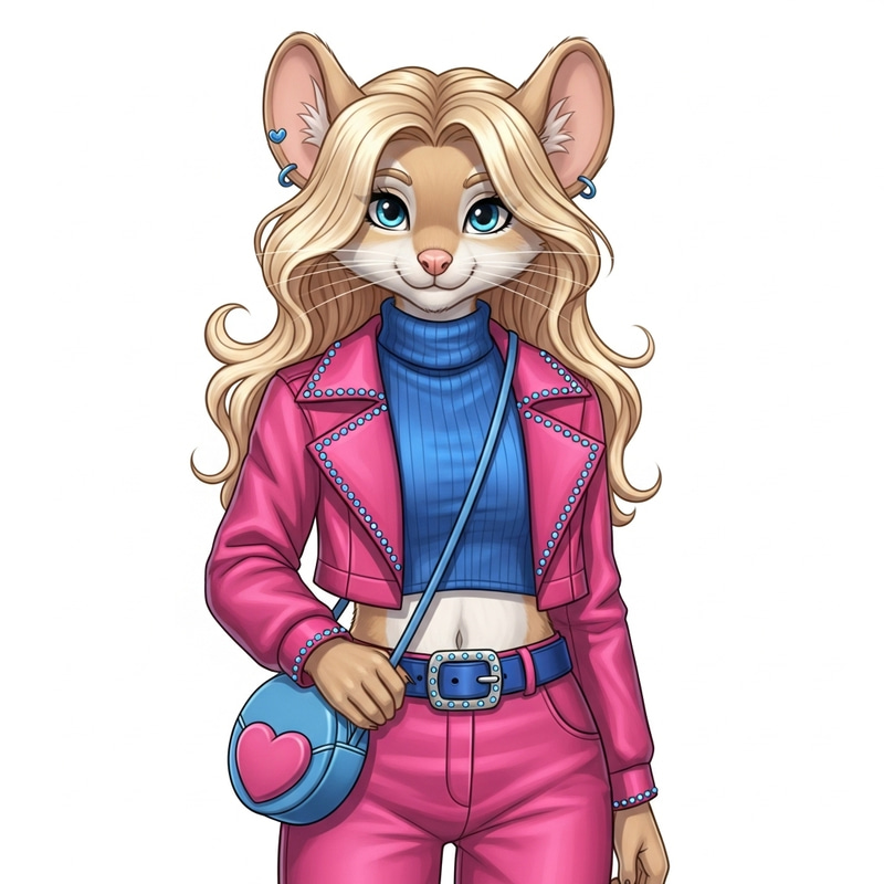 Blonde Anthropomorphic Mouse with Chic Ensemble Blonde Anthropomorphic Mouse with Chic Ensemble