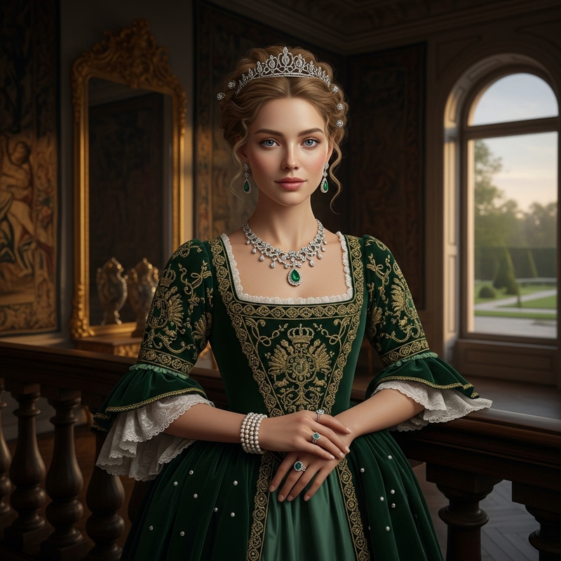 Historic Noblewoman in Green Dress with Blonde Hair Historic Noblewoman in Green Dress with Blonde Hair