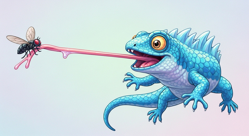 A Dreamy Scene: Ice Lizard Capturing Prey with Blue Scales A Dreamy Scene: Ice Lizard Capturing Prey with Blue Scales