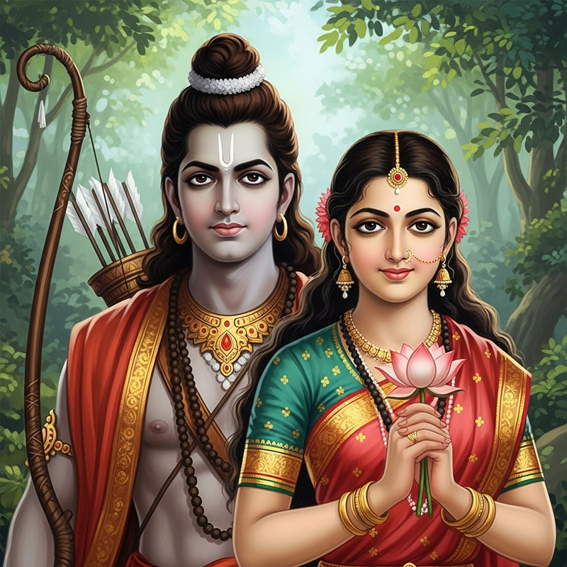 Ram and Sita Indian Mythology Artwork Ram and Sita Indian Mythology Artwork