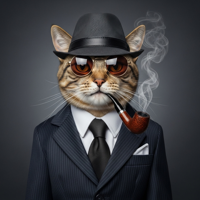 Dapper Cat in Suit and Fedora: A Whimsical Fantasy Dapper Cat in Suit and Fedora: A Whimsical Fantasy