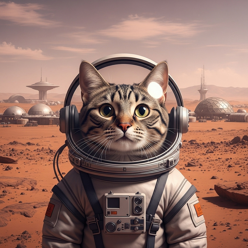 Astronaut Cat at Mars: Feline Explorer in a Miniature Space Suit Astronaut Cat at Mars: Feline Explorer in a Miniature Space Suit
