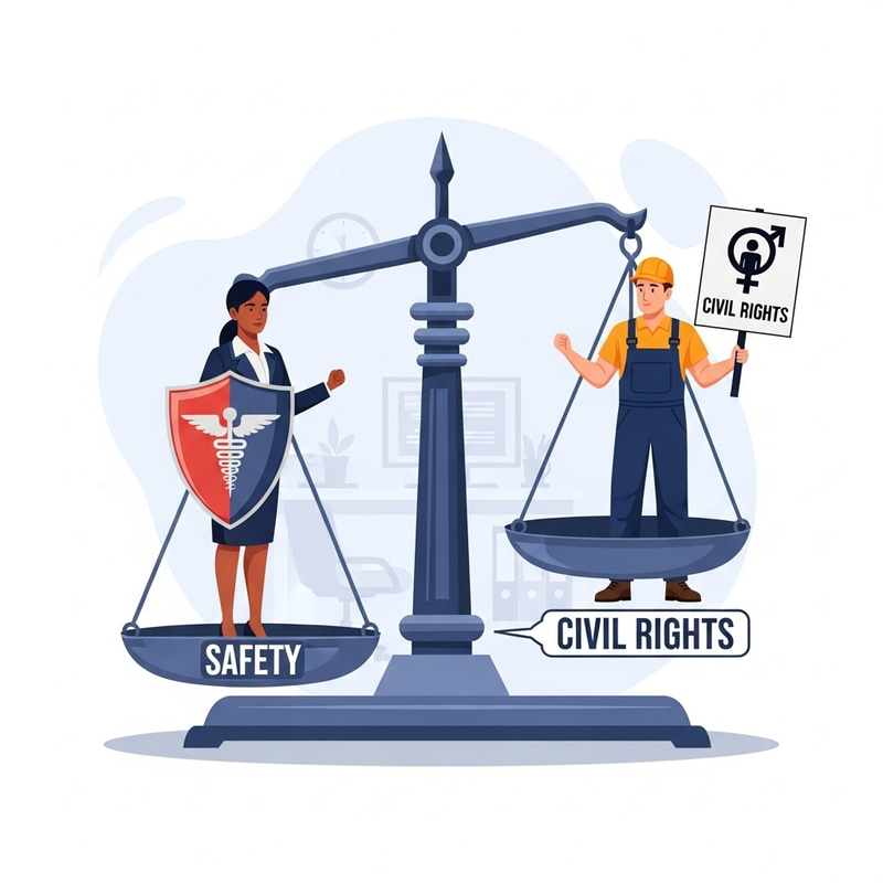 Balancing Employee Safety and Civil Rights - A Symbolic Representation