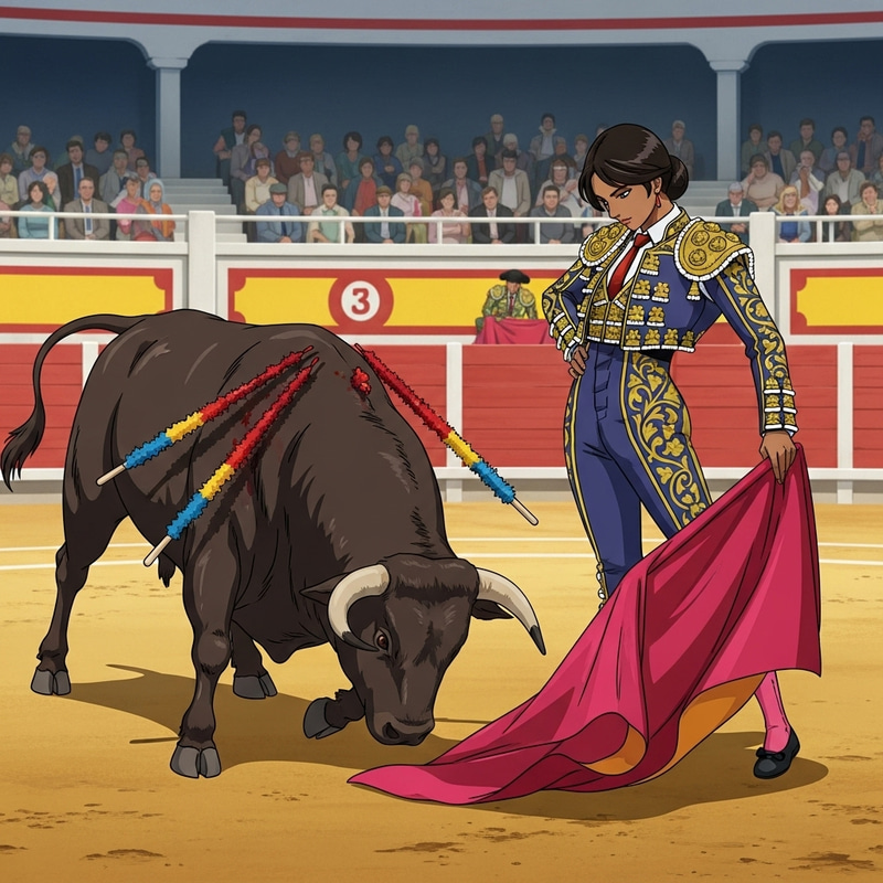 Graceful Female Matador in Bullfighting Arena: A Captivating Encounter Graceful Female Matador in Bullfighting Arena: A Captivating Encounter
