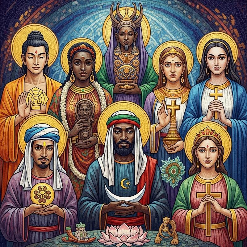 Religious Deities Mosaic: Harmony in Diversity Religious Deities Mosaic: Harmony in Diversity