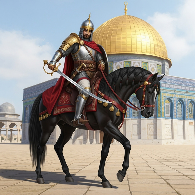 Arab Knight Saladin Riding in Jerusalem Arab Knight Saladin Riding in Jerusalem