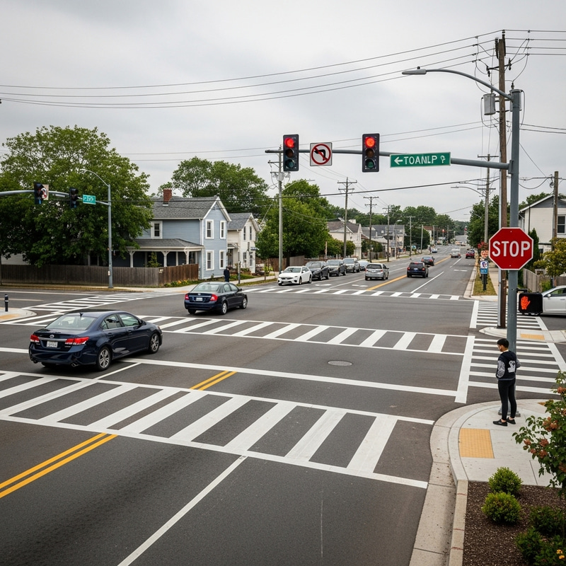 Urban Road Intersection with Safety Features