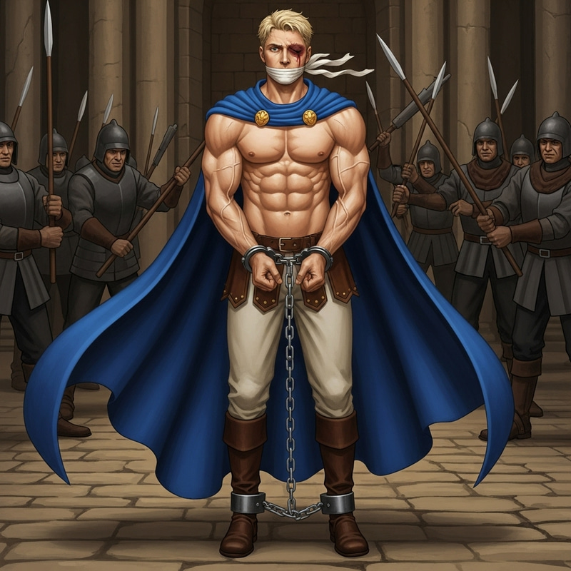 Muscular Captured Prince: Symbol of Strength and Vulnerability Muscular Captured Prince: Symbol of Strength and Vulnerability