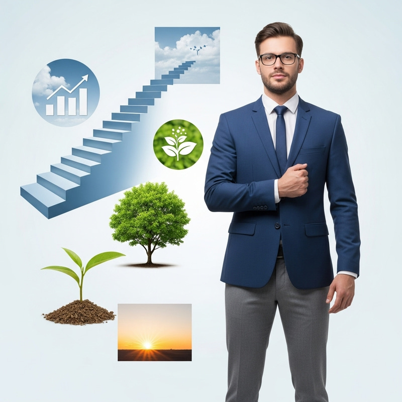 Ambitious Professional in Blue Suit for LinkedIn Profile Ambitious Professional in Blue Suit for LinkedIn Profile