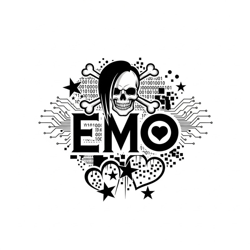 Modern Cyber EMO Clan Logo Design in Black & White Modern Cyber EMO Clan Logo Design in Black & White